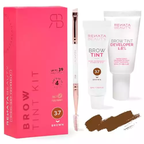 RENATA BEAUTY Eyebrow Tint Kit with Color Tint, Cream Developer and Styling Brush-Lasts Up to 4 Weeks